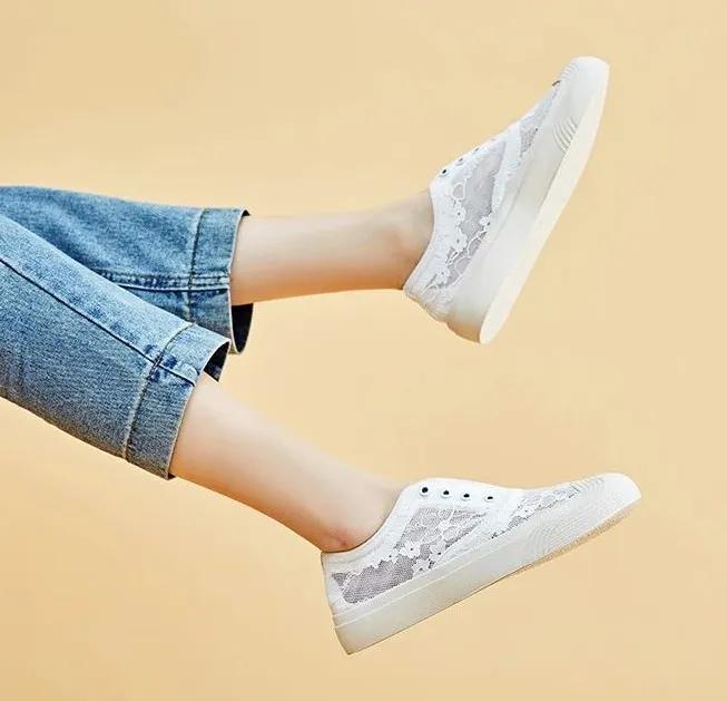 春款透气蕾丝懒人鞋,蕾丝亚麻懒人鞋