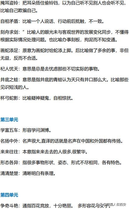 部编小学语文1-6年级成语,部编版四下语文成语大全