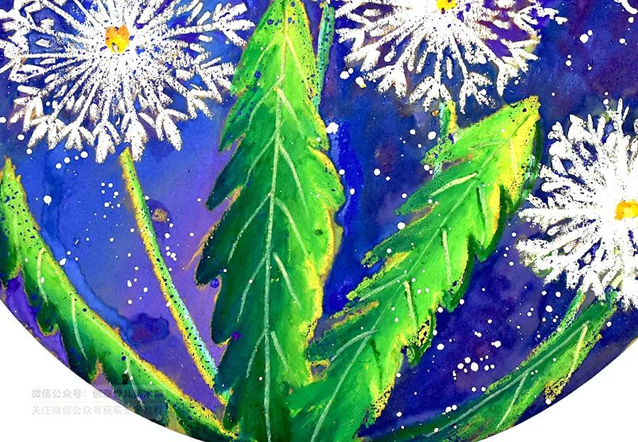 儿童画教程｜油水分离趣味课程《飞呀飞呀，毛茸茸的蒲公英》