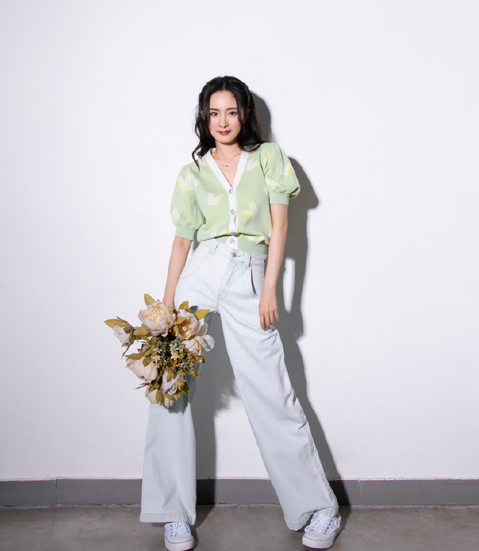 杨幂gucci开衫,杨幂蓝色开衫