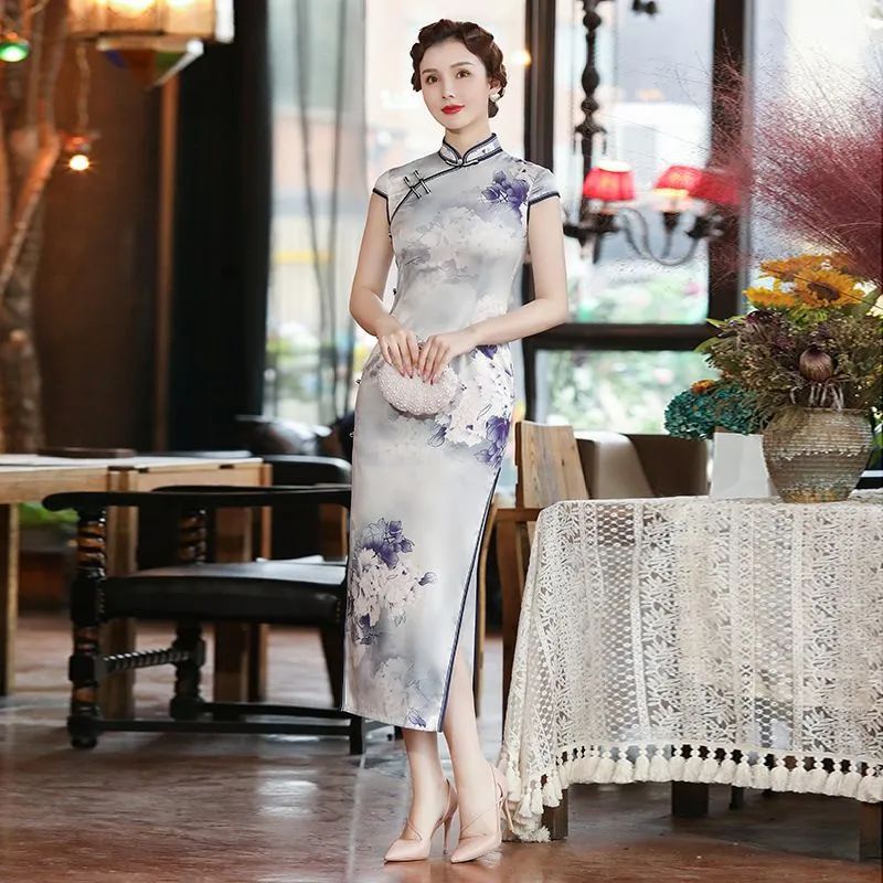 真丝旗袍价格高点的牌子,正品金丝绒真丝改良旗袍