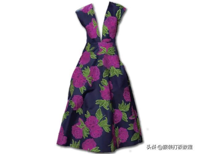 摆长裙完美身形深V字领裁剪教程