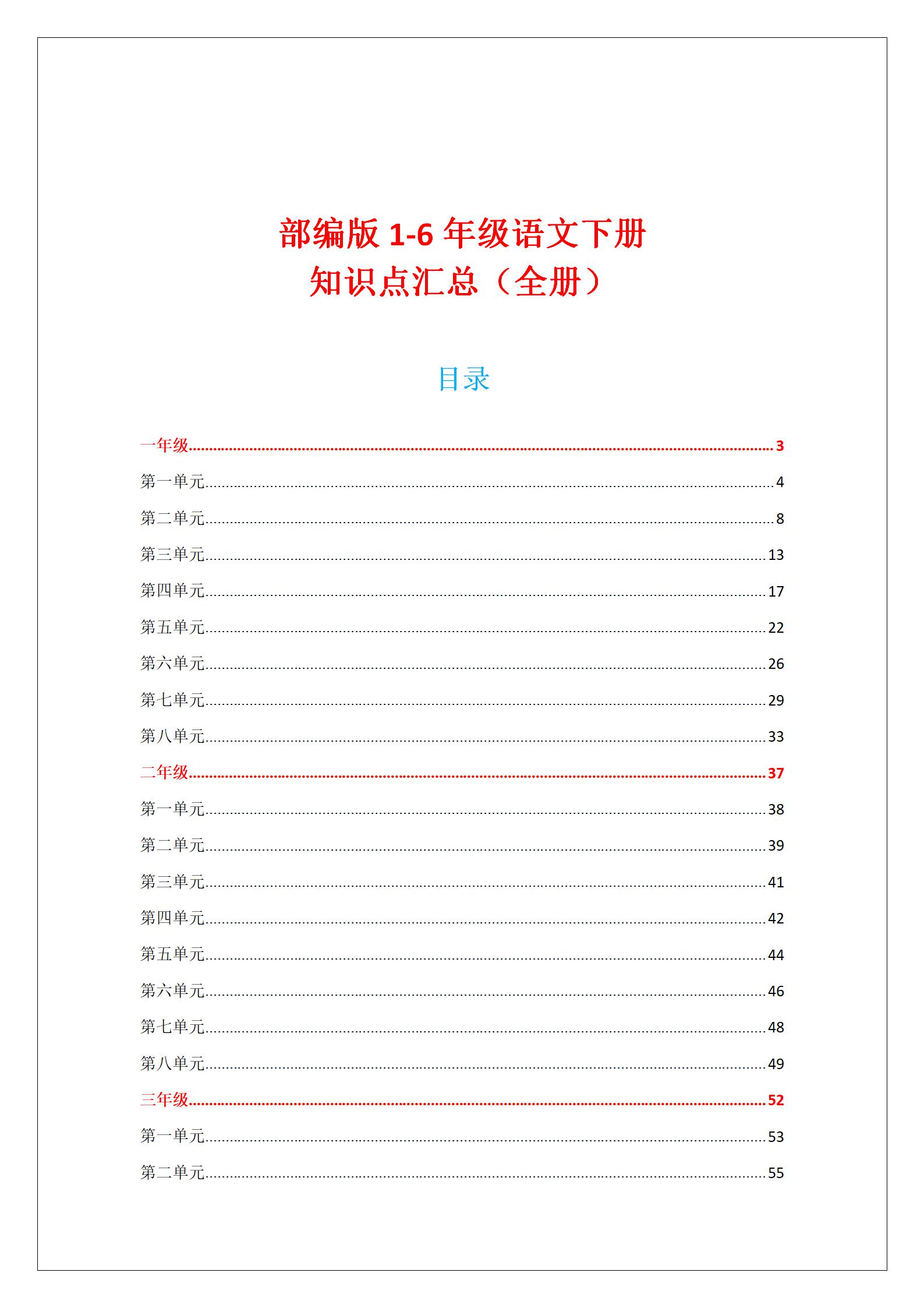 部编版四年级下册第一单元知识点,部编版语文四年级下5-8单元知识点