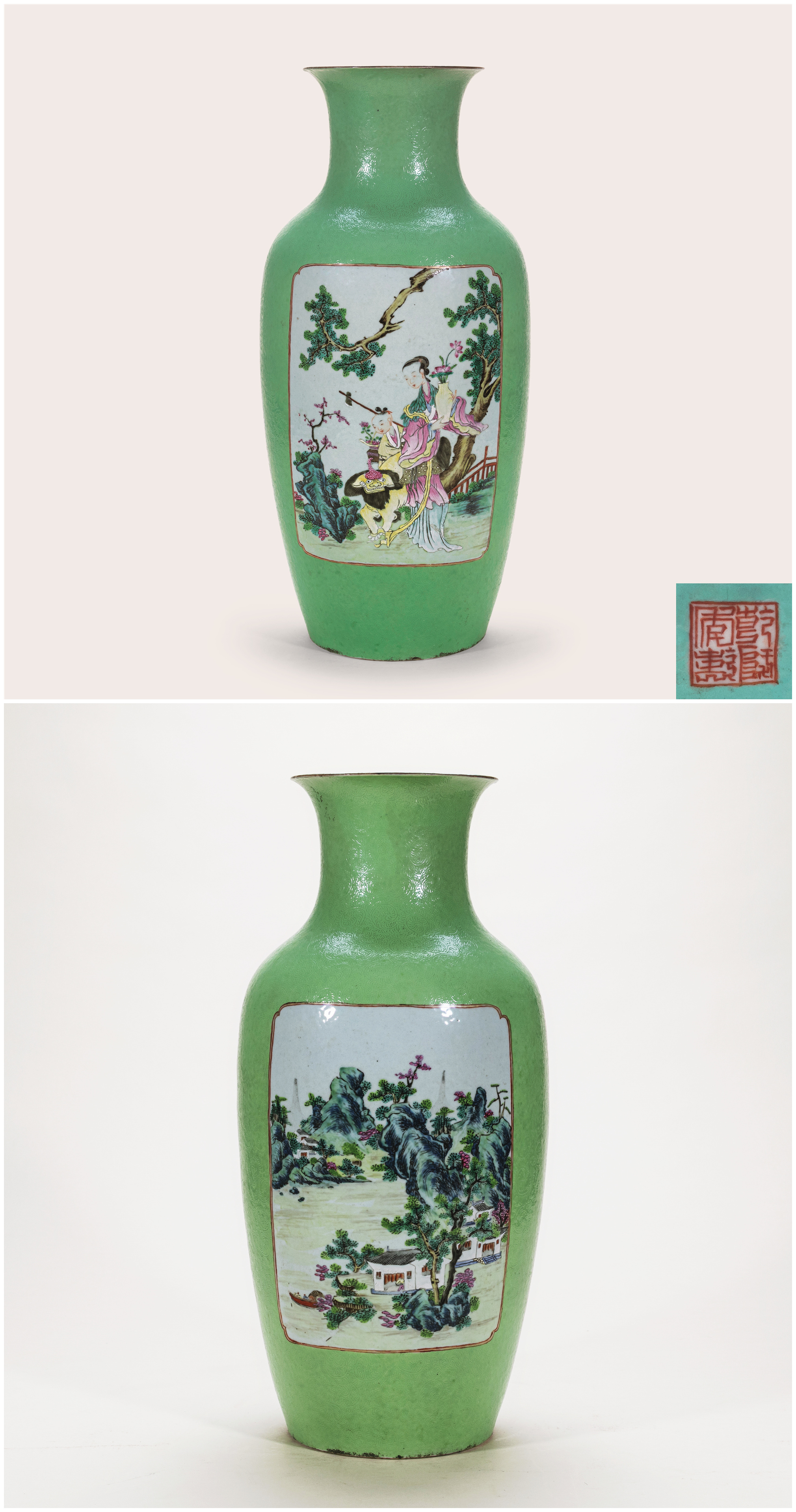 仿清民国粉彩大花瓶插花,乾隆粉彩百鹿尊插花