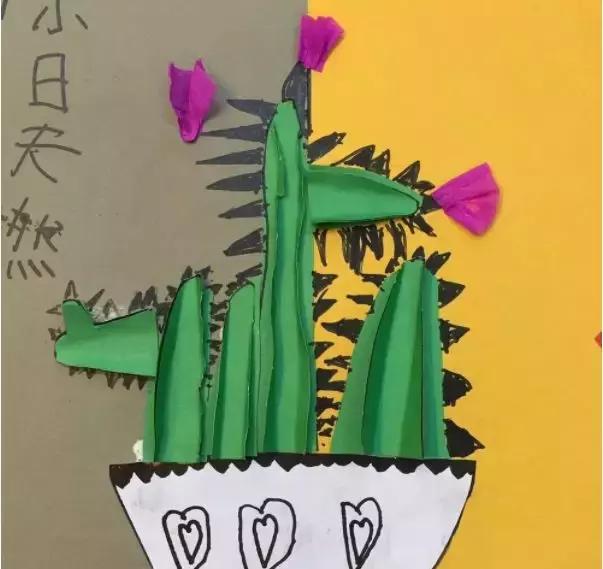 圆形手工制作仙人掌创意废物利用,硬卡纸仙人掌手工制作大全