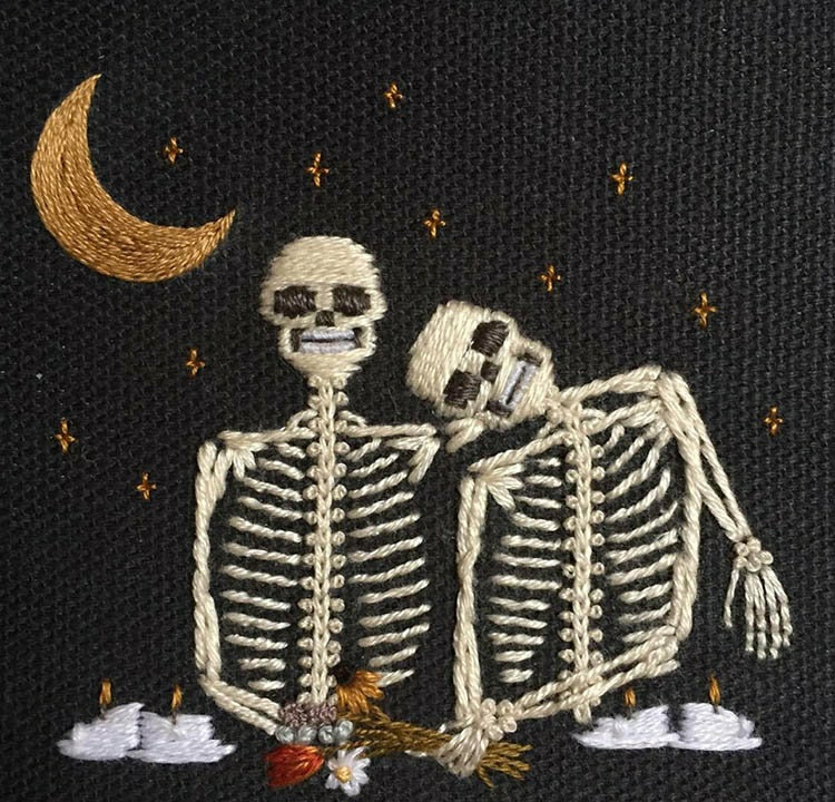 刺绣半袖骷髅,牛仔刺绣骷髅