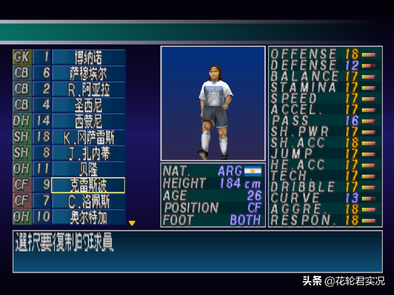 实况2000球员盘点,实况足球2017经典球员名单