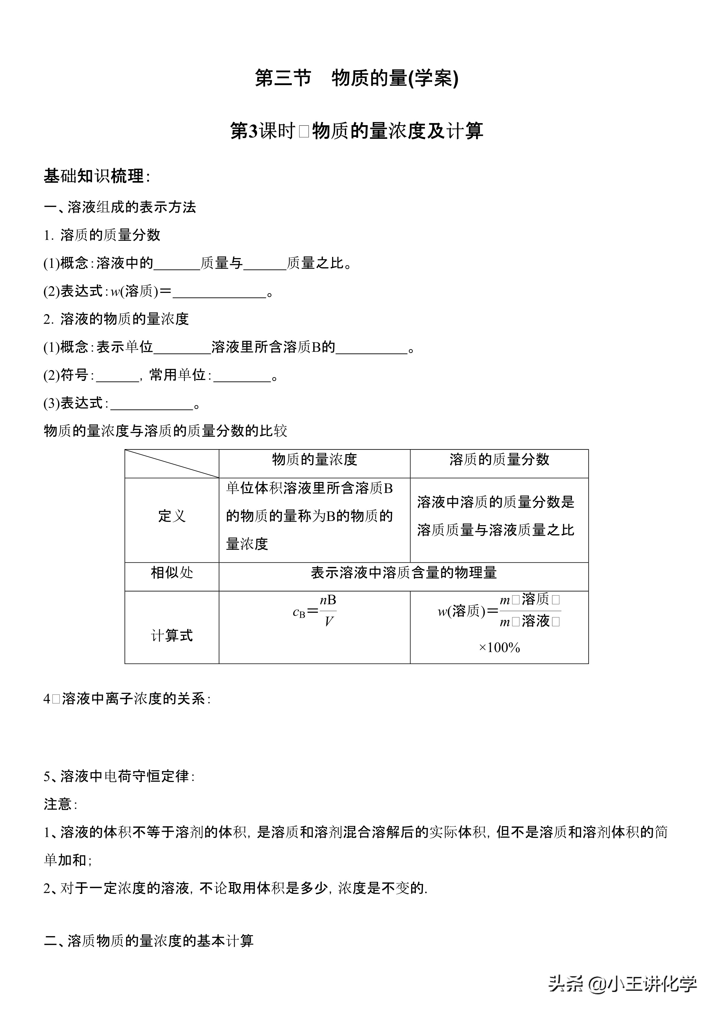 高一化学必修一教学物质的量计算,化学高一必修一物质的量公式讲解