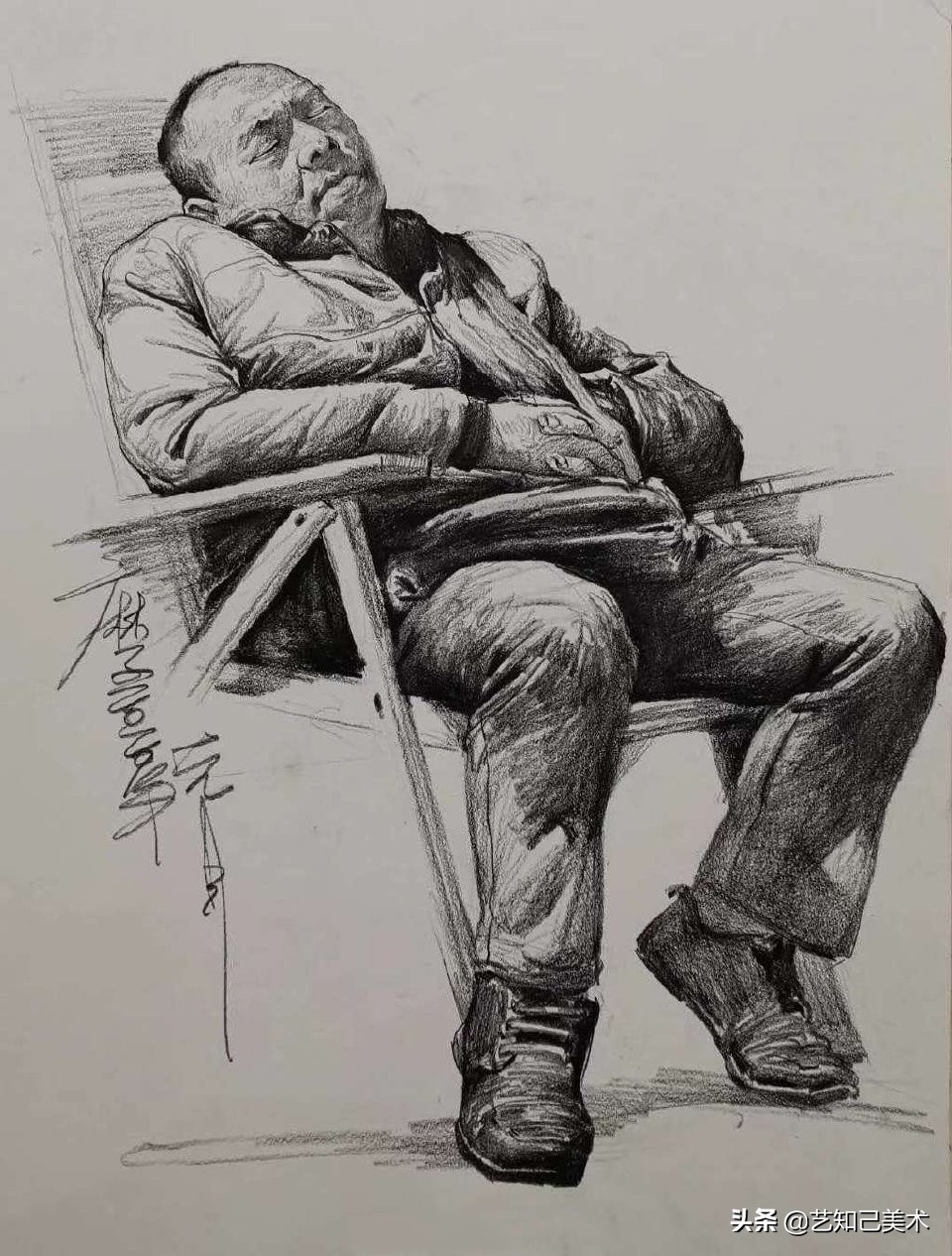 速写人物写生照片坐姿,速写人物老人坐姿范画
