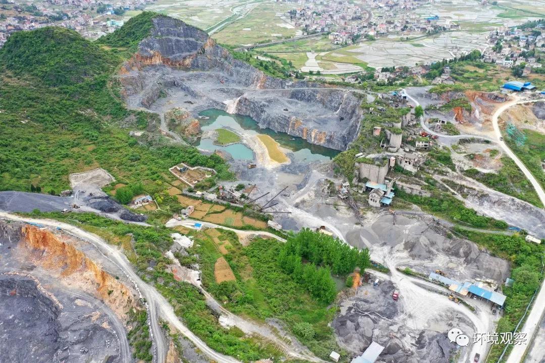 新化西河镇天马采石场,石料厂生产线粉尘大不处理