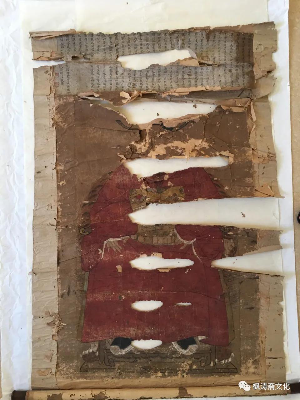 枫涛斋装裱案例：余姚朱氏祖像修复过程实录