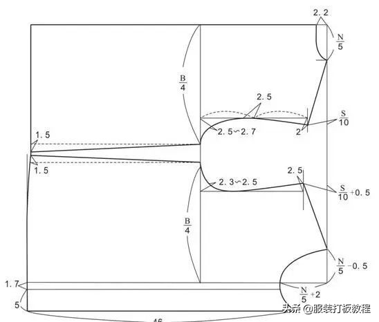 长袖衬衫裁剪教程来了,简单衬衫制版图