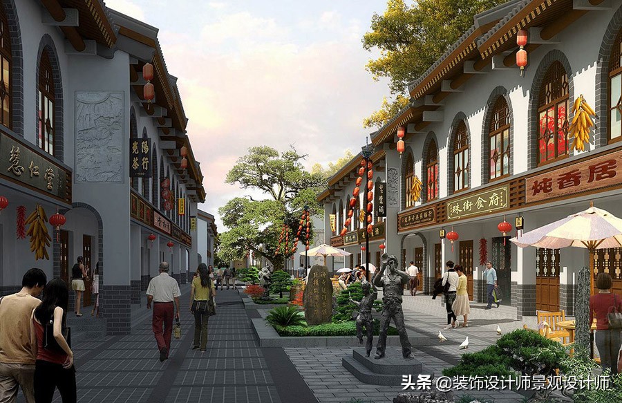 仿古建筑商业街设计图片,仿古建筑一条街效果图