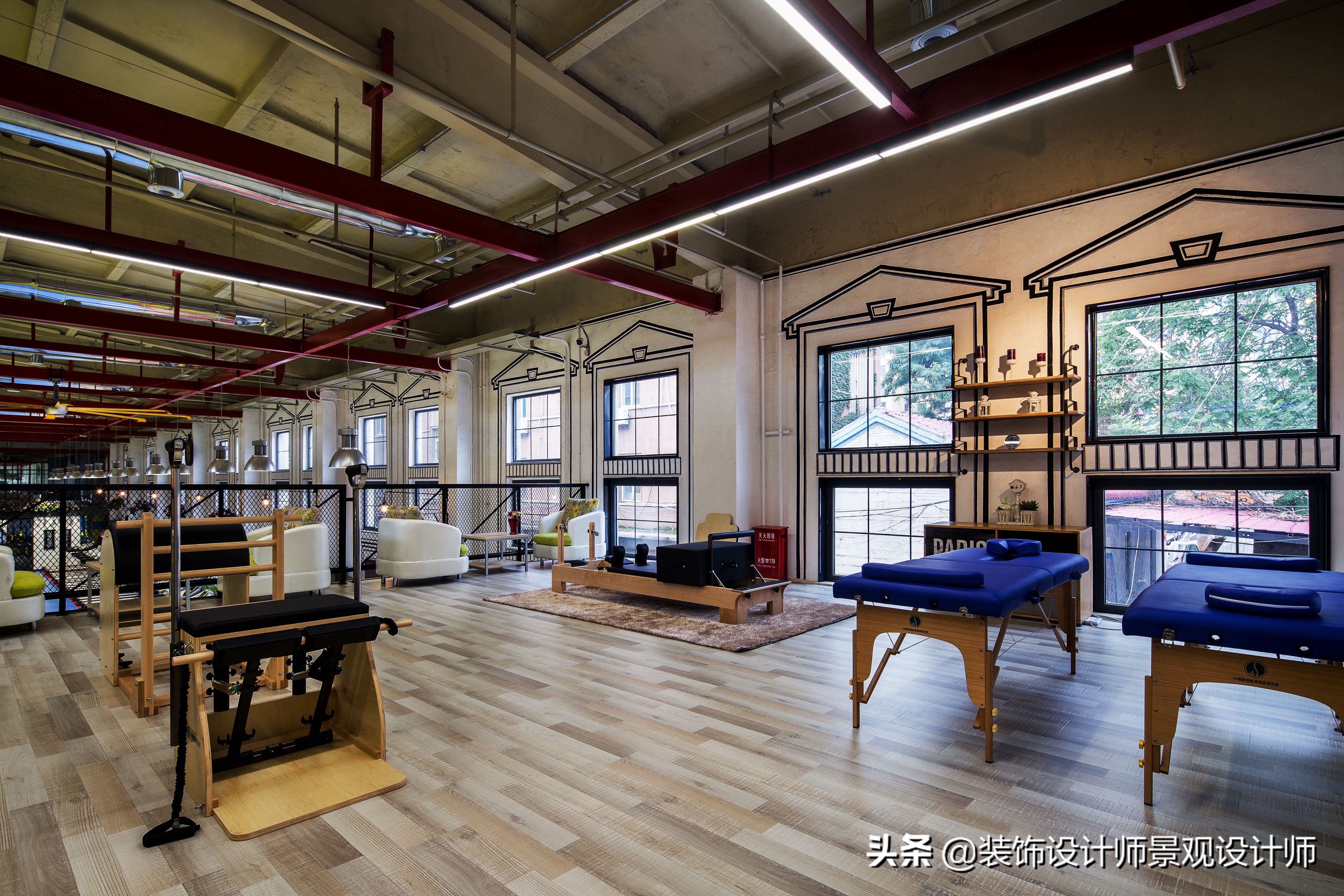 公司健身房设计效果图,书房健身房二合一设计效果图