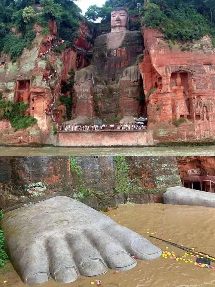 乐山大佛脚被水淹没奇观出现,乐山大佛再次被水淹没图片