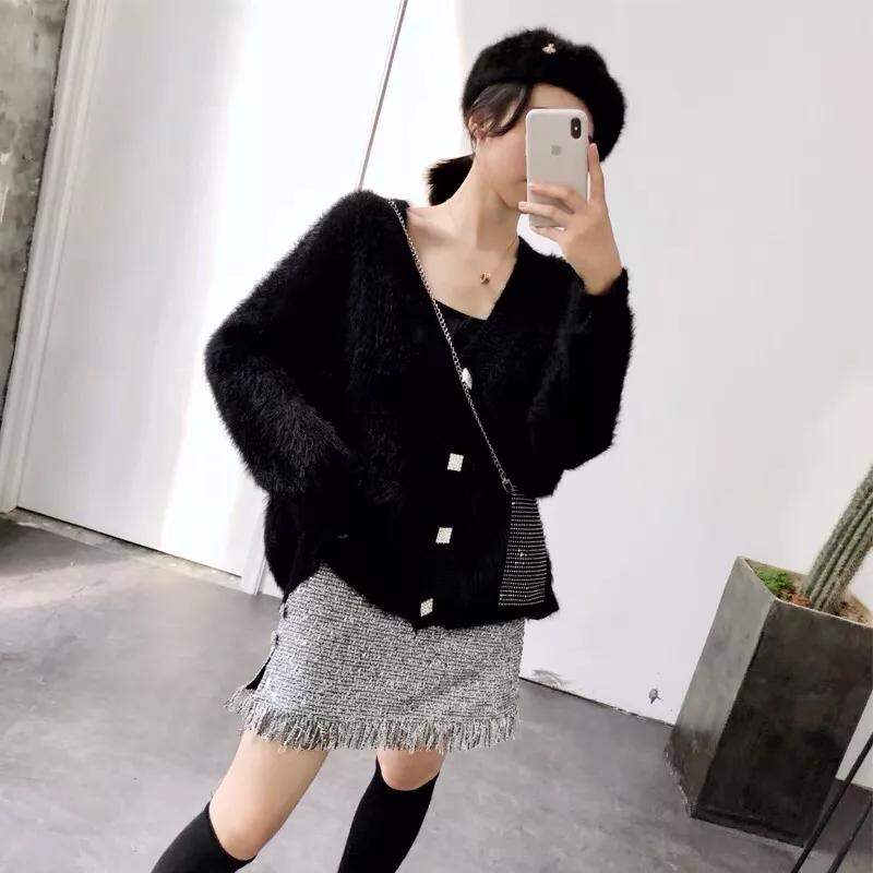 100%修身水貂毛衣女,冬季穿搭女高级感水貂绒毛衣