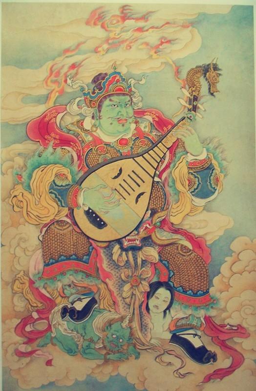 李云中四大天王白描高清图片,唐代佛造像素描