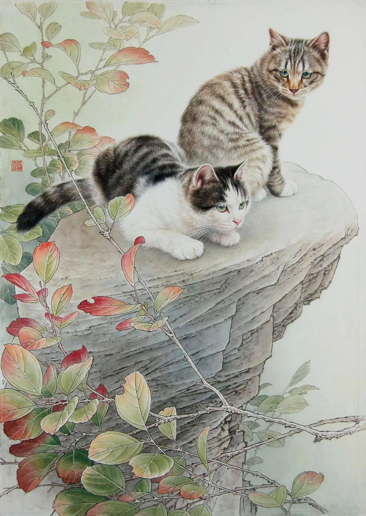 邢诚爱工笔画猫的图片,邢诚爱工笔画猫兔子高清大图