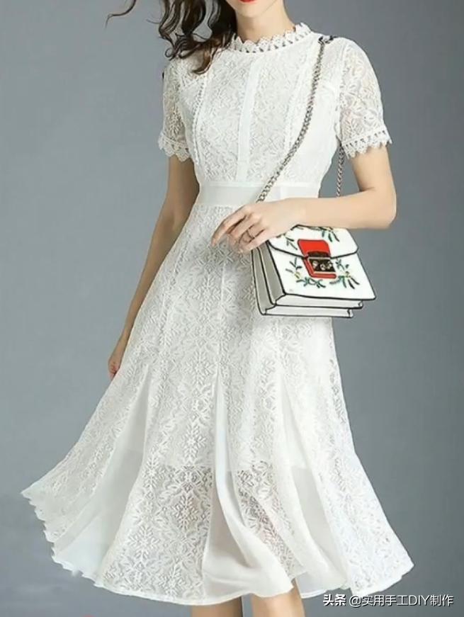 蕾丝绣花连衣裙精致美丽又优雅,设计小众蕾丝连衣裙