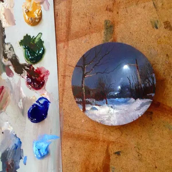 去艺术馆旅游回来画一幅画,油画风景随身带