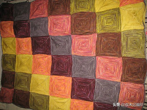 棒针编织漂亮的方块毯子,编织毯子棒针花样左右交叉