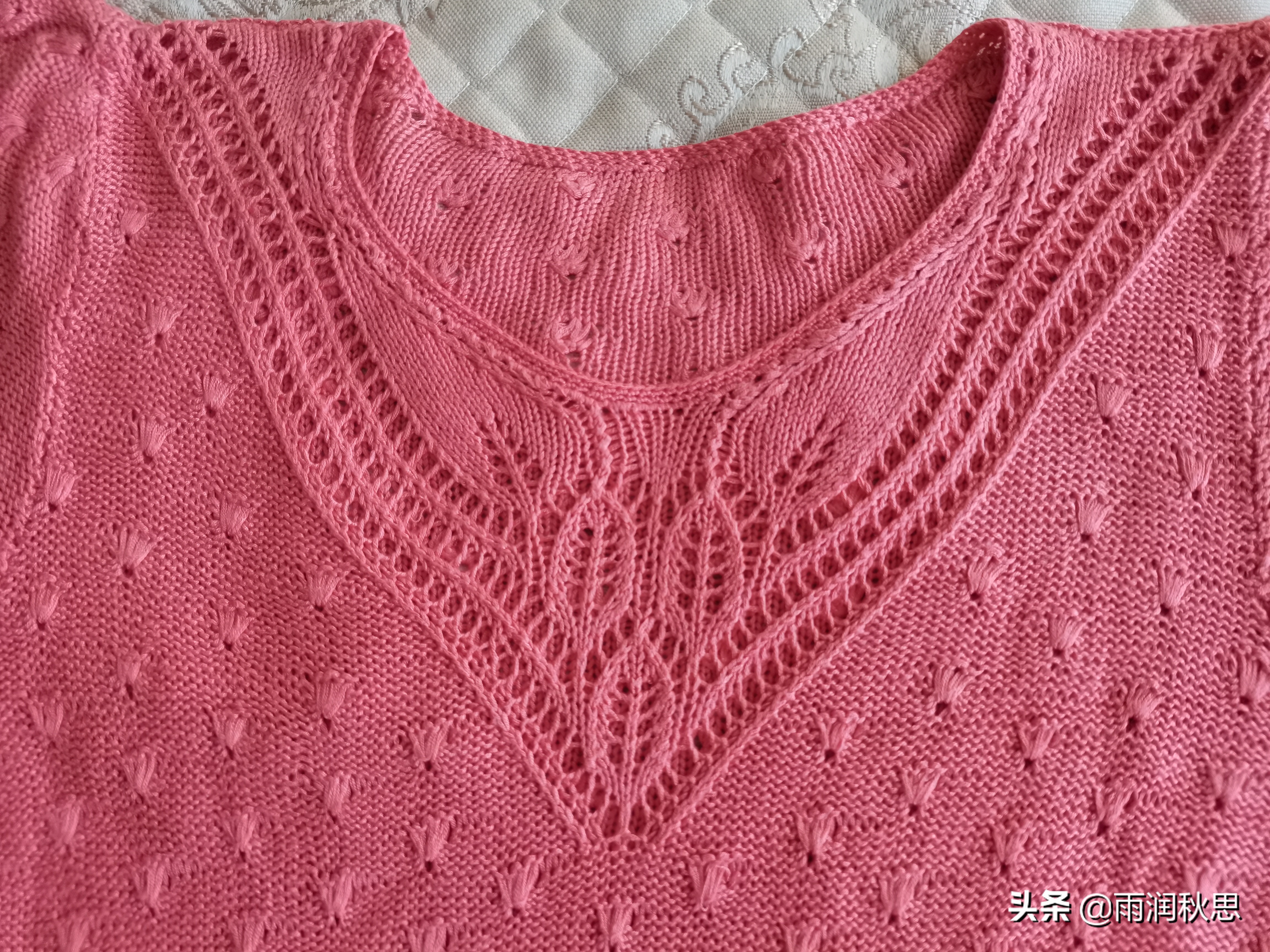 圆领树叶花的编织教程,怎样用棉线编树叶