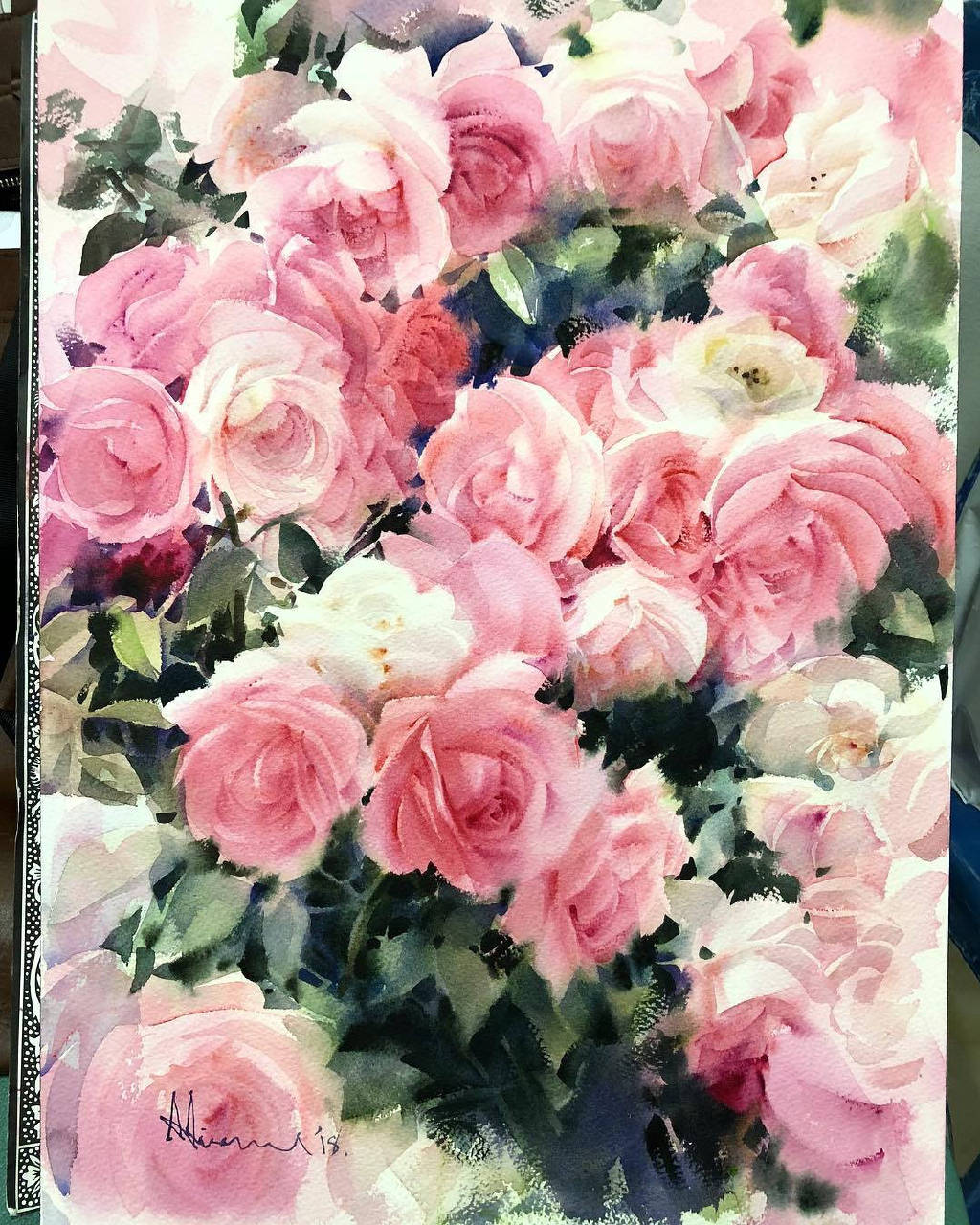 波兰画家水彩花卉,泰国水彩花卉画家