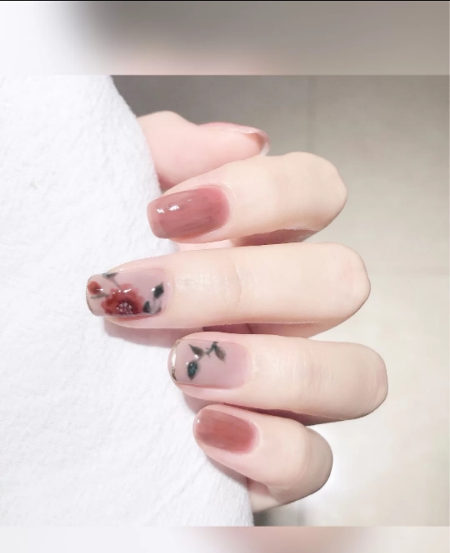 复古猫眼石短款美甲图片,复古蓝美甲装饰款式大全