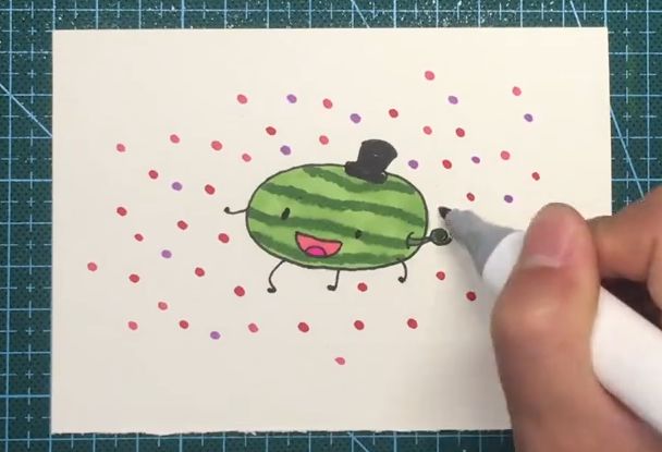 一年级西瓜简笔画简单又好看,简笔画一年级西瓜