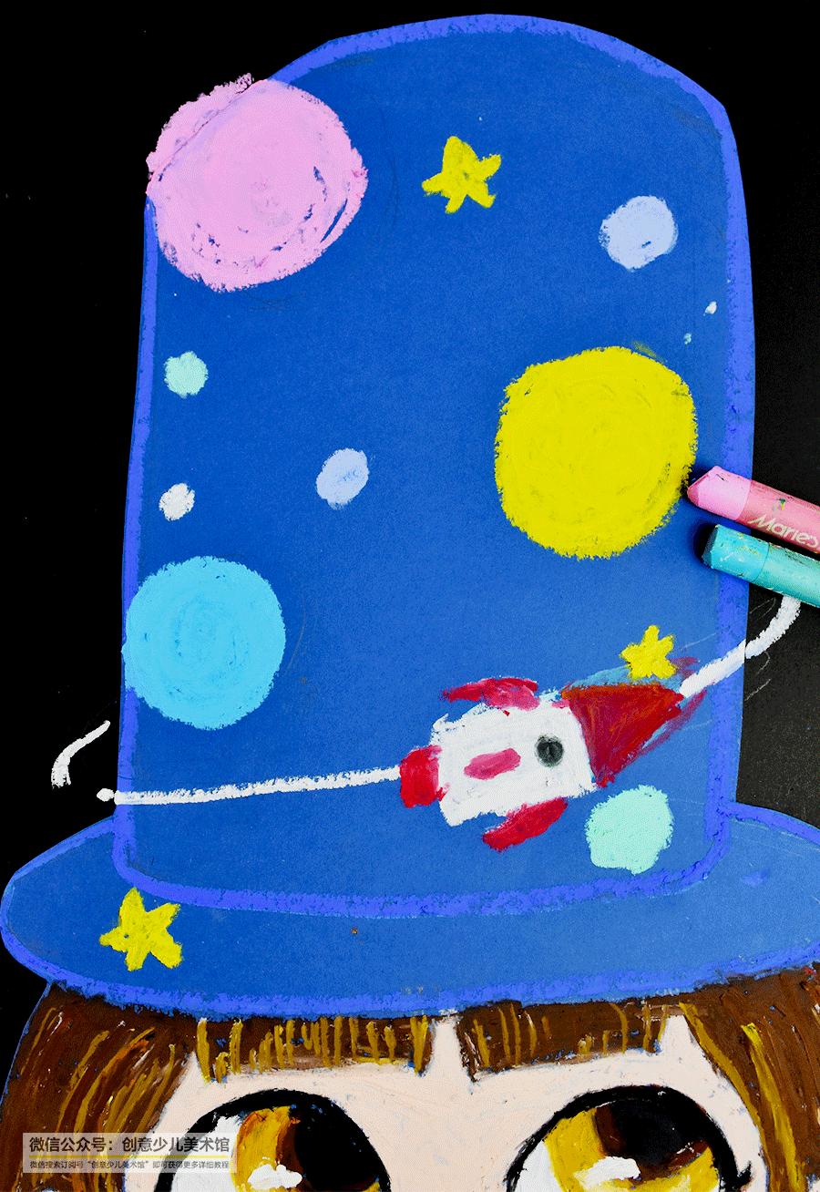 儿童创意画漂亮的帽子,方形帽子怎么画儿童画