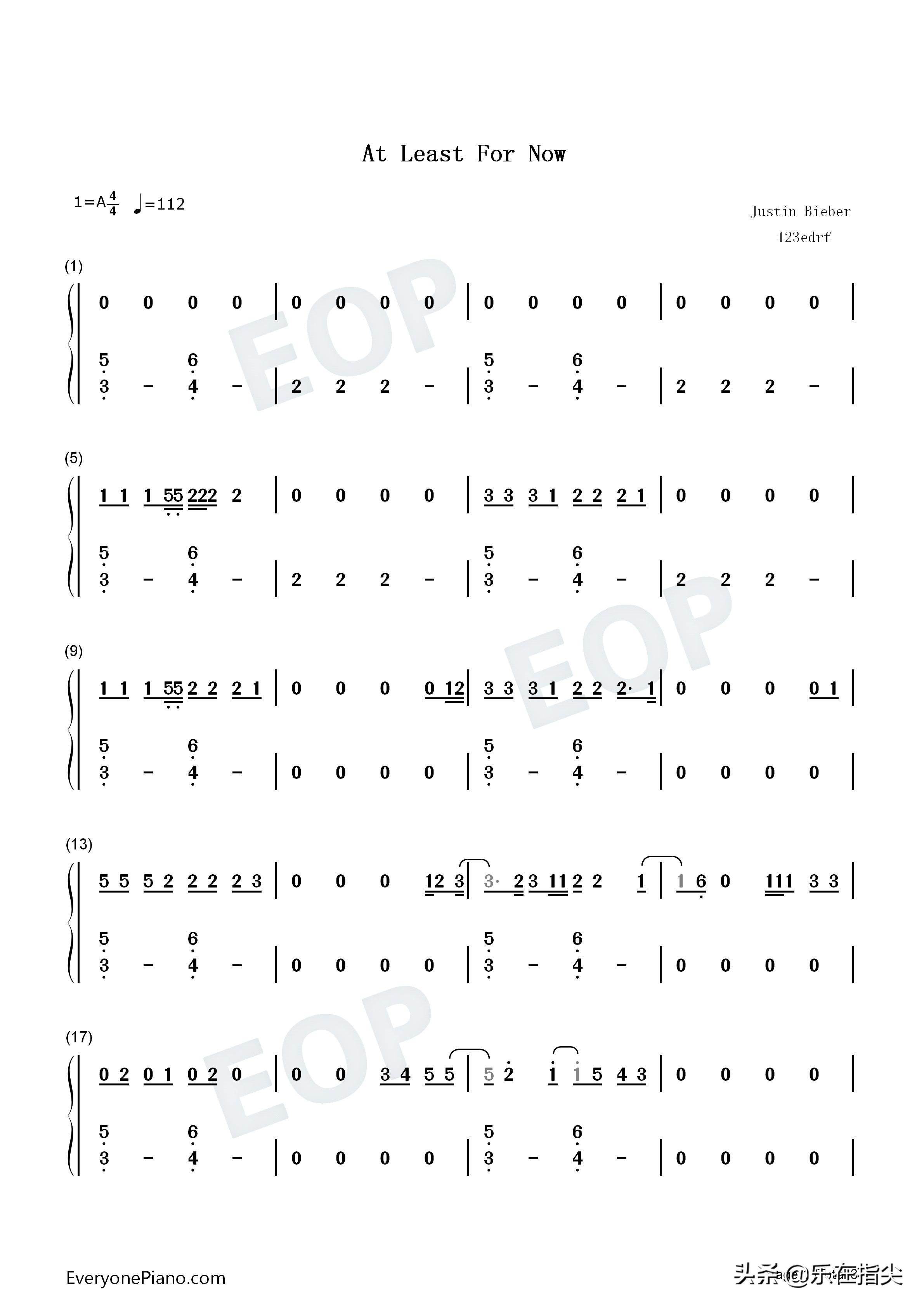 AtLeastForNow-简谱五线谱钢琴谱电子琴谱