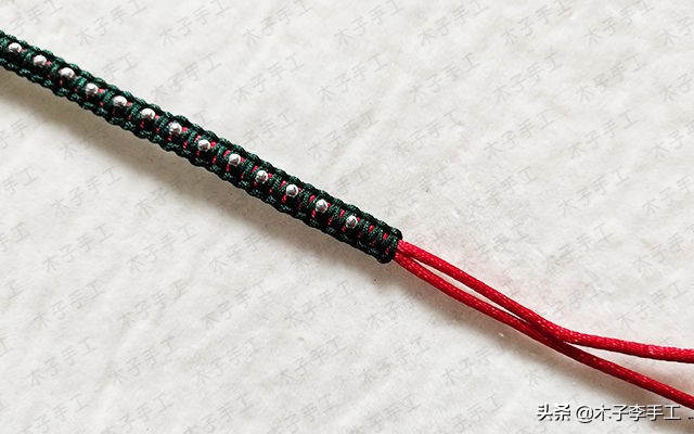 双向平结手链收尾串珠,花样平结串珠手链编织