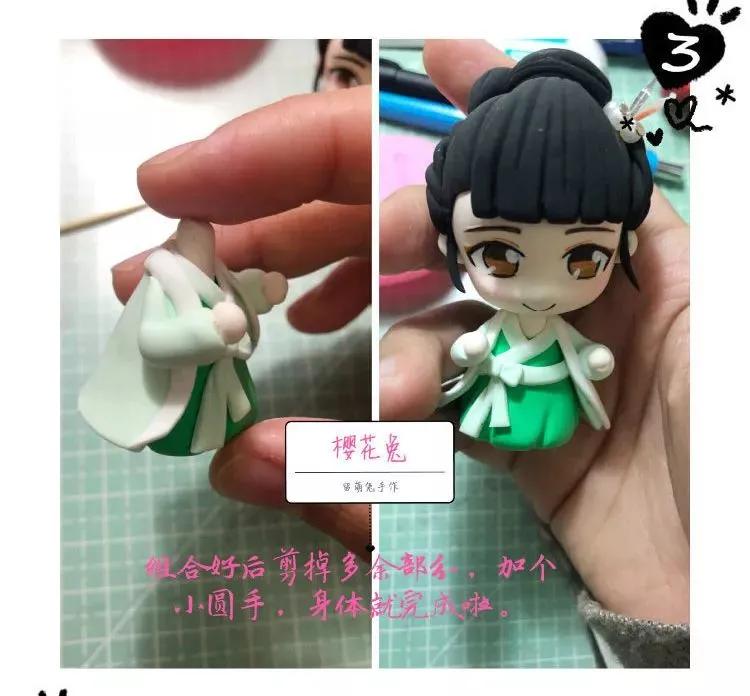 用粘土做一个可爱的q版少女汉服,怎么用超轻粘土做汉服小人