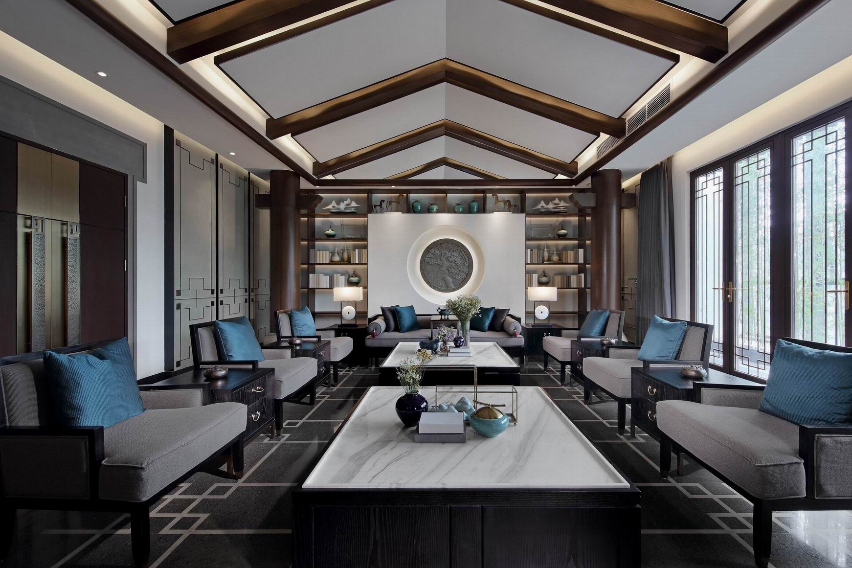 背景墙家装设计现代轻奢风客厅,禅意新中式厨房吊顶效果图