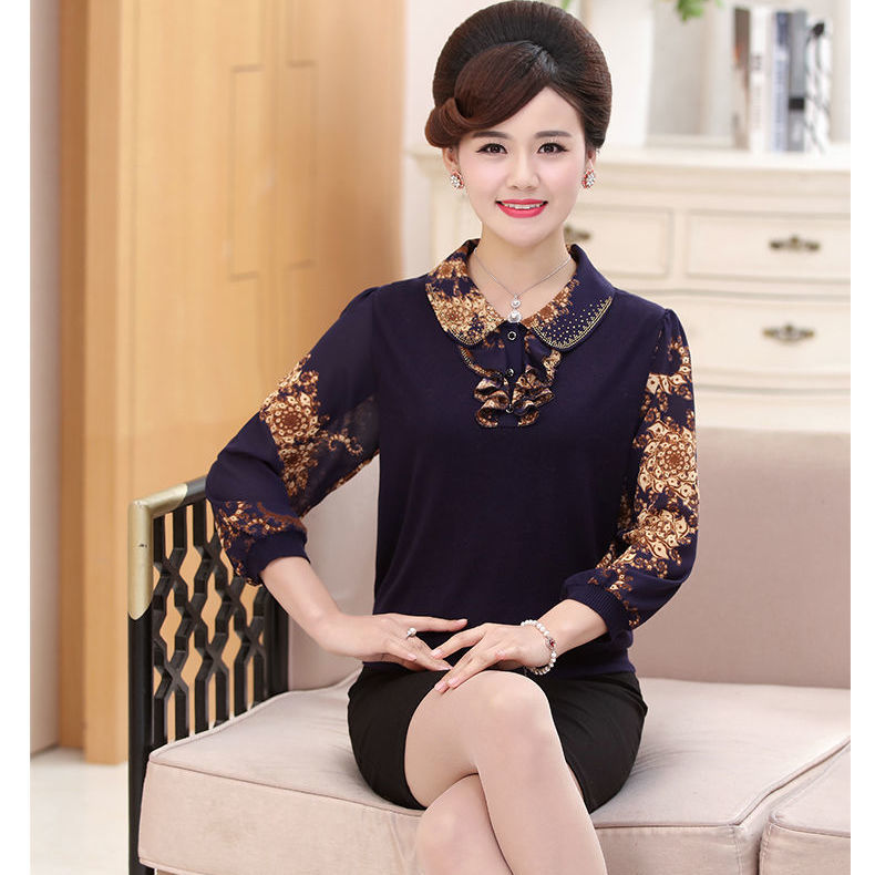 2020新款韩版小众设计感,中老年女装上衣,T恤长袖打底衫