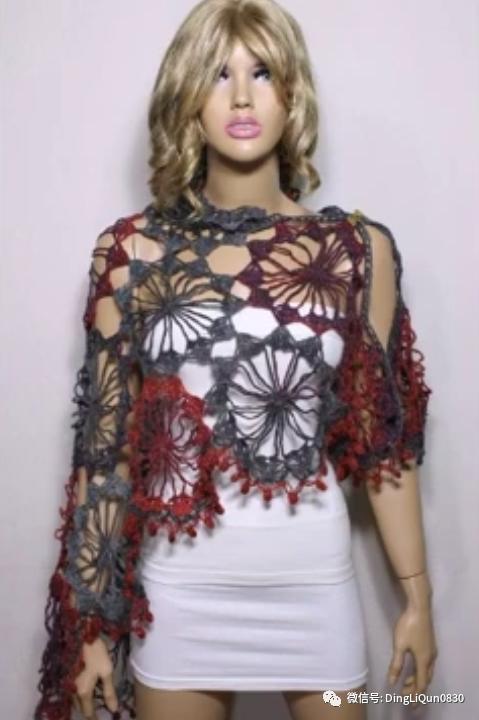 针织披肩作品,披肩花式围巾编织教程