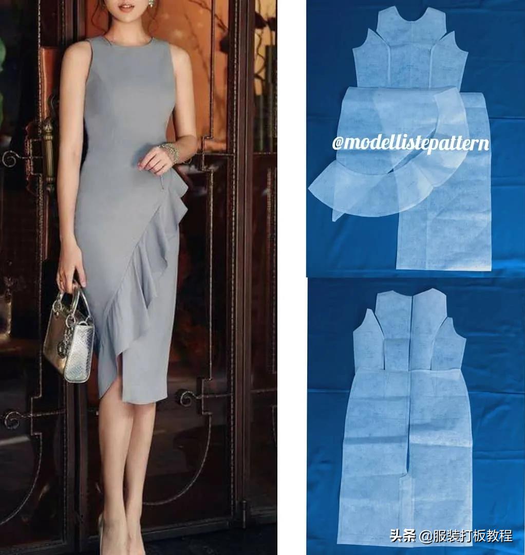 女童吊带连衣裙裁剪纸样,连衣裙裁剪纸样大全真丝