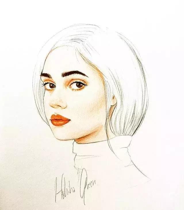 淡淡的彩铅插画，好迷人、性感