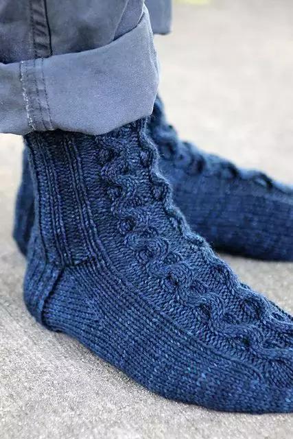 好看毛线袜棒针编织,简单厚实的毛线袜花样