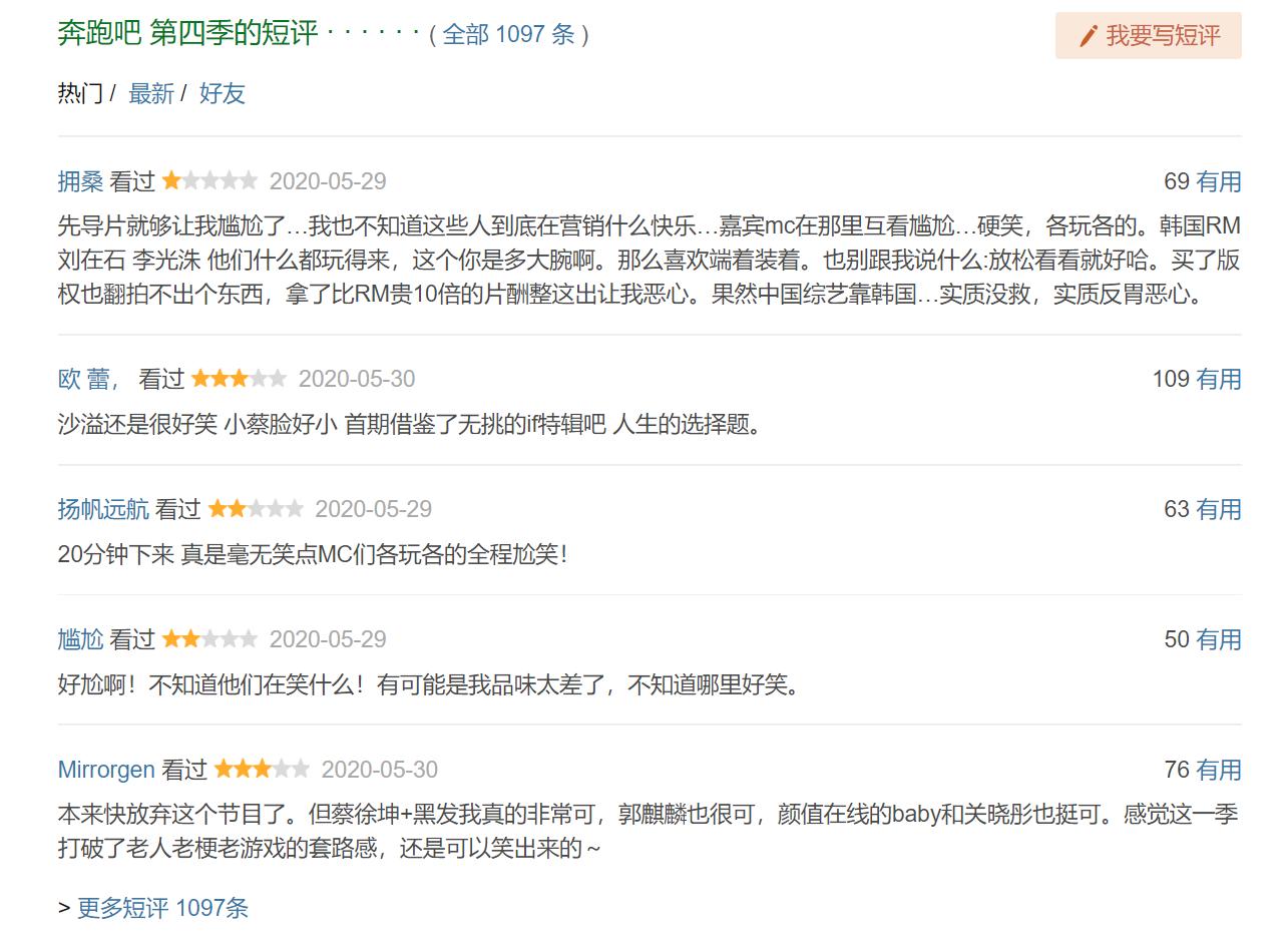 奔跑吧综艺评分,奔跑起来吧豆瓣评分