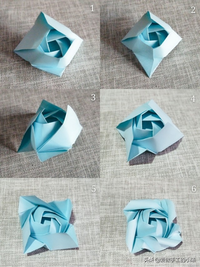 折纸玫瑰花简单易学图片,卷心玫瑰花折纸教程图解