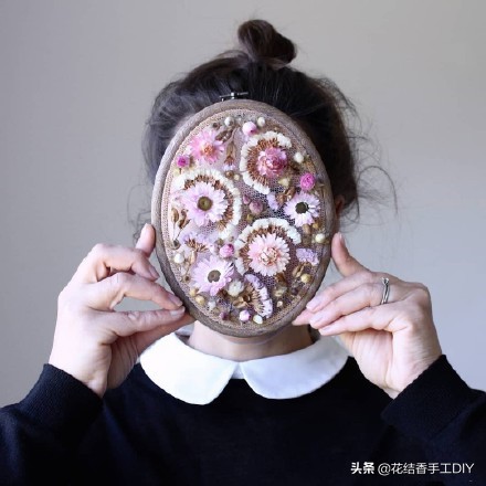手工diy刺绣分享60款,干花刺绣作品图片