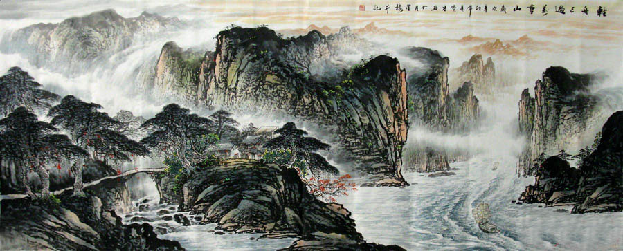 山水画头像风水讲究,客厅挂山水画风水有讲究