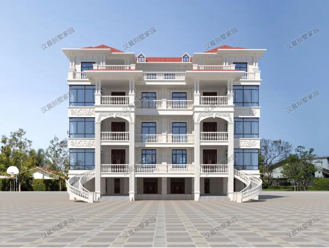 福建莆田张先生家的4层欧式现代别墅，两侧的楼梯亮了！