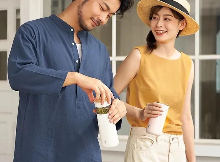 保温杯独立茶仓一键开盖,独立茶仓保温杯可爱