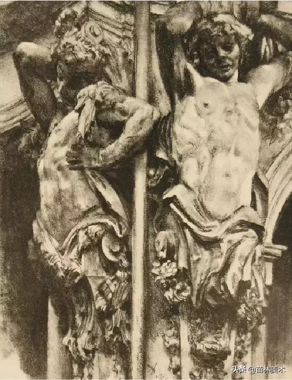 门采尔自画素描高清大图,素描大师门采尔著名作品