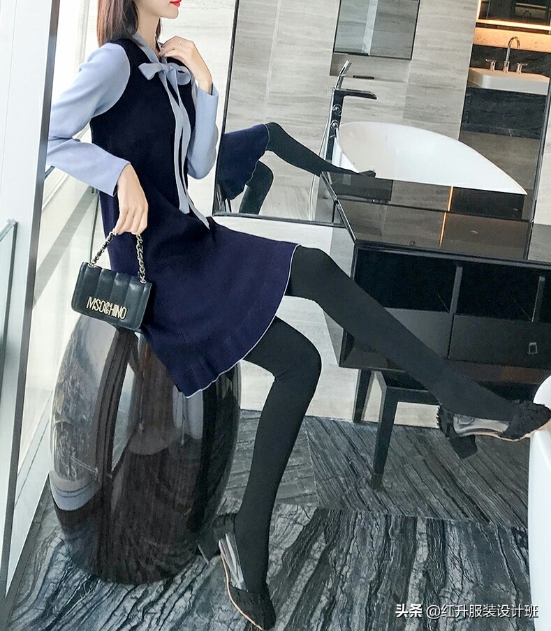 连衣裙长袖裁剪图解100例,领口打褶连衣裙前片的裁剪方法