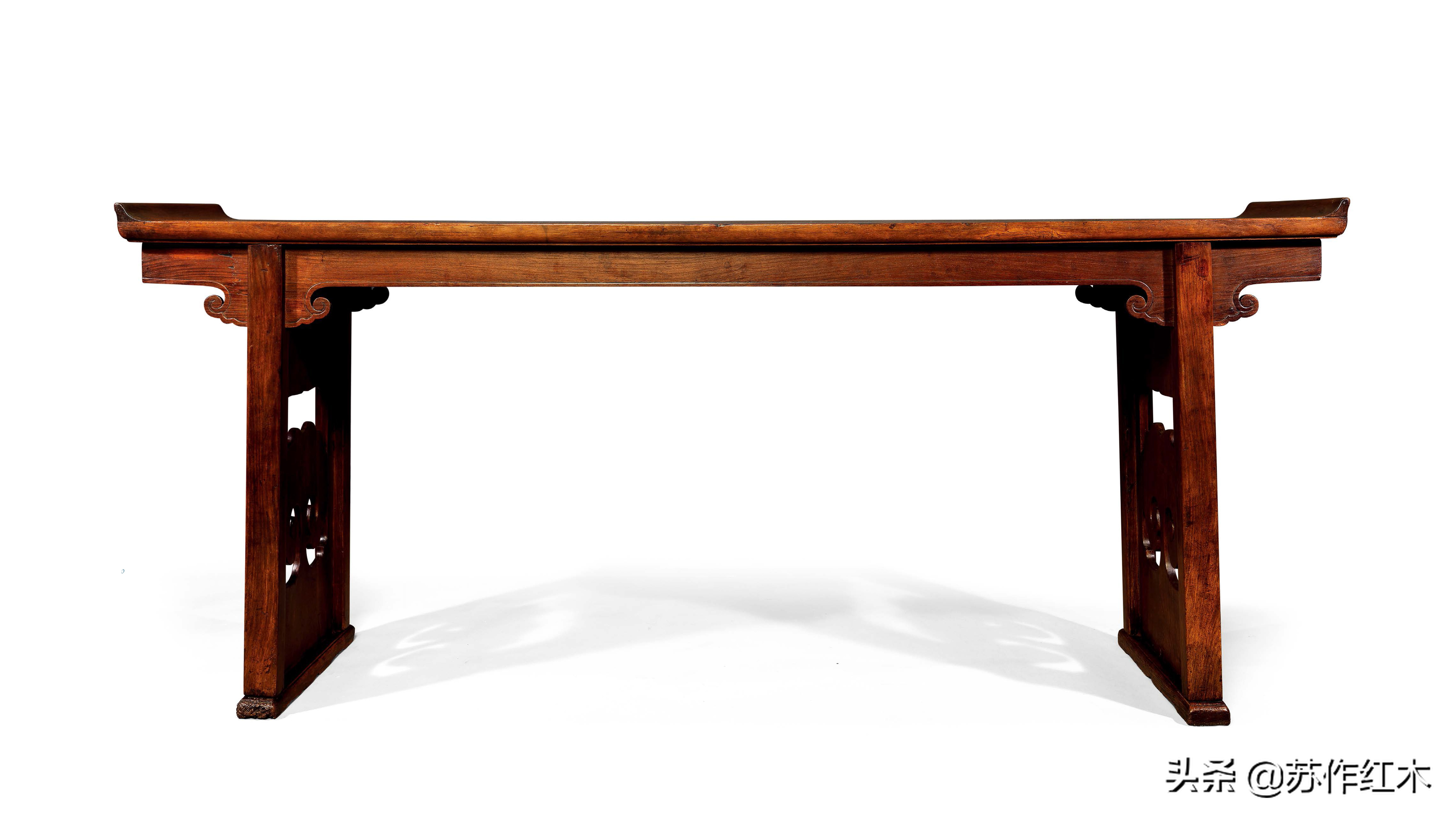 黄花梨翘头双龙捧寿纹,黄花梨小翘头纹