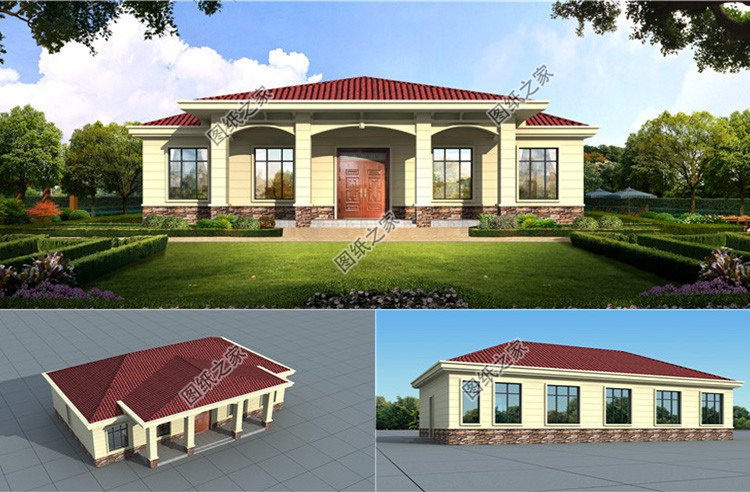 一层养老房效果图,农村一层中式养老房