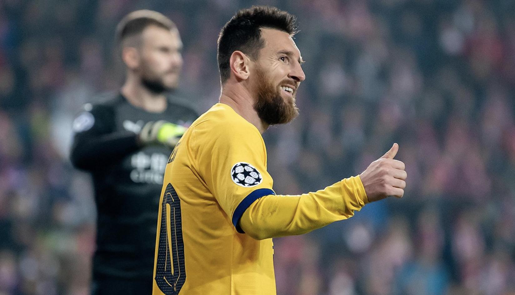 梅西c罗五大联赛纪录视频,梅西里程碑之夜破门